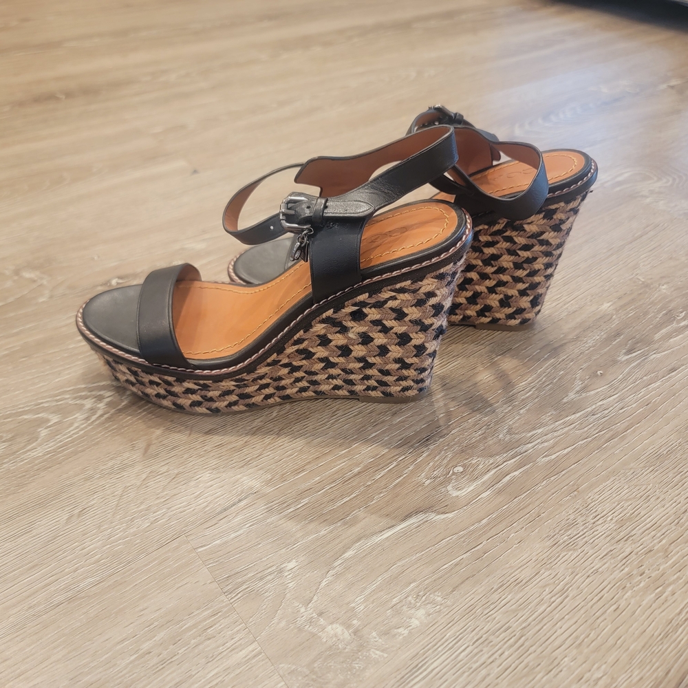 Coach Stylish Black Wedge Sandals Size 6